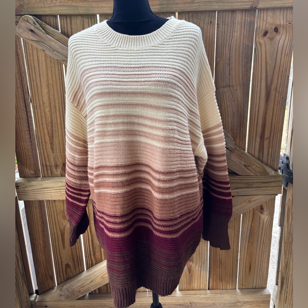 GiGiO USA Long Sleeve Oversized Color Gradient Sweater Size L - Picture 6 of 6